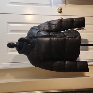 Bod & Christensen black real leather bubble coat size L new with tags